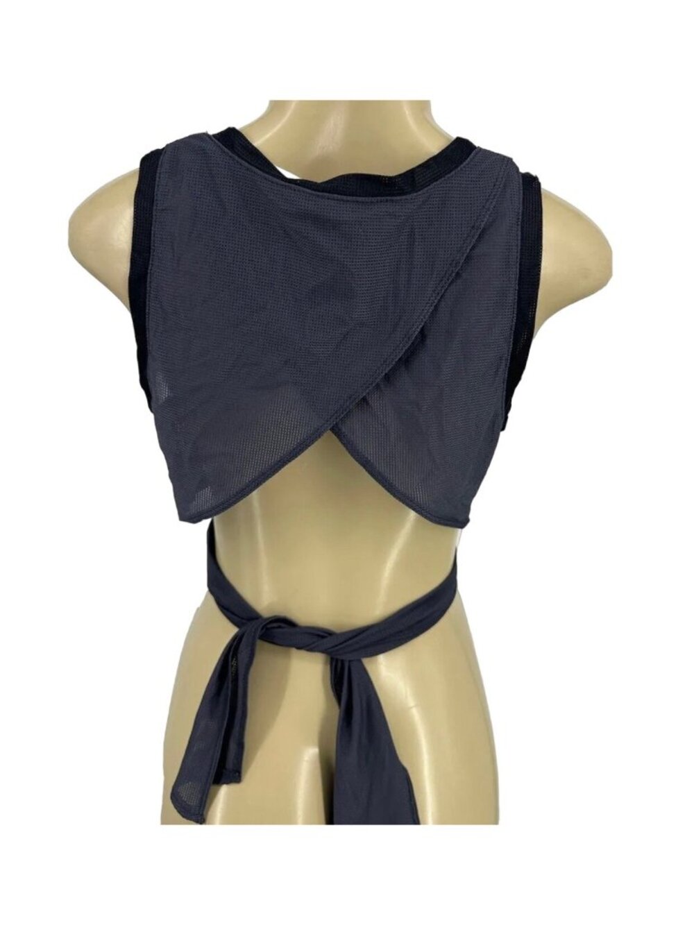 Fabletics Mesh Cropped Wrap Sexy Tank Top w/ Tie Waist XS Gray Athletic Beach - Picture 5 of 10